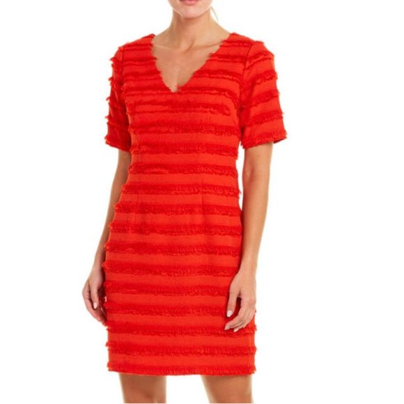 🧺Badgley Mischka Lash Red Fringe Cocktail Dress, size 4 - Picture 1 of 6